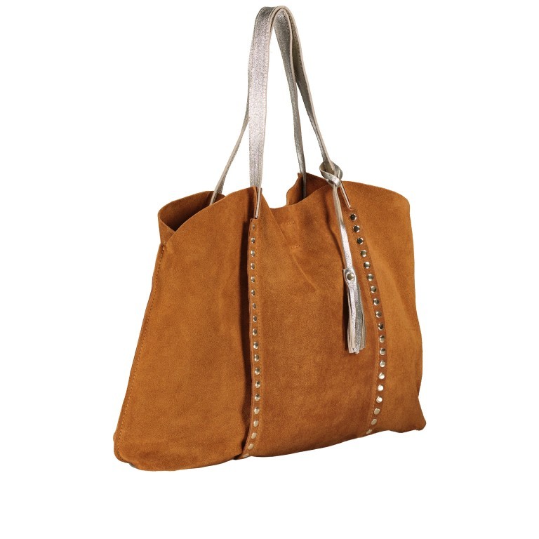 Tasche Velours Cognac, Farbe: cognac, Marke: Hausfelder Manufaktur, EAN: 4065646021280, Abmessungen in cm: 45x35x11, Bild 2 von 5