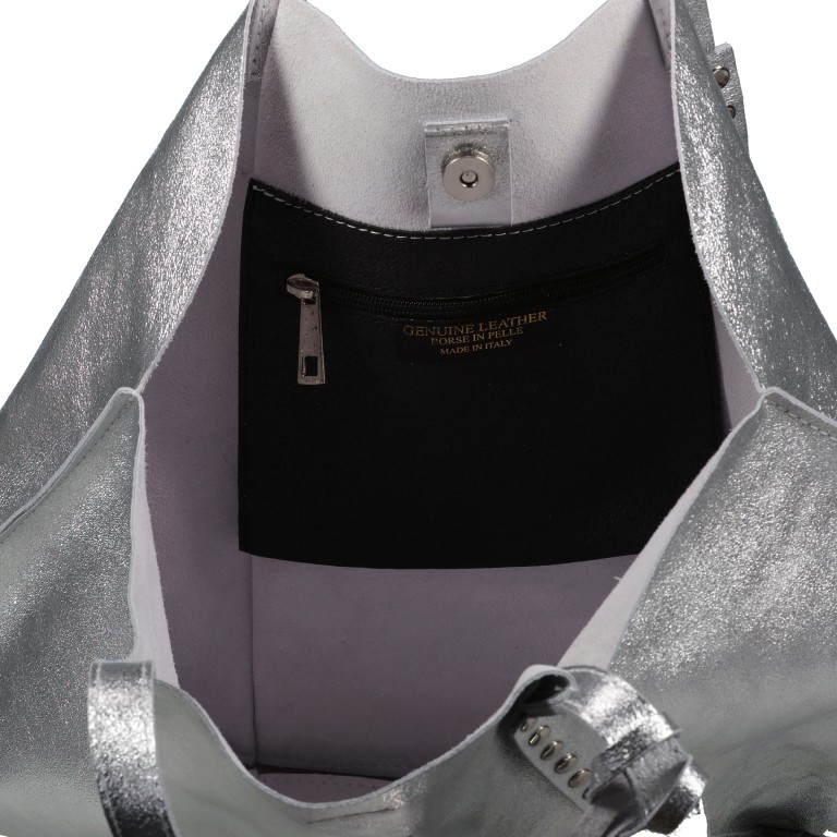 Tasche Metallic Silber, Farbe: metallic, Marke: Hausfelder Manufaktur, EAN: 4065646026698, Abmessungen in cm: 45x35x11, Bild 5 von 5