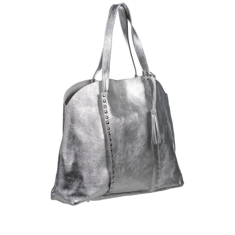 Tasche Metallic Silber, Farbe: metallic, Marke: Hausfelder Manufaktur, Abmessungen in cm: 45x35x11, Bild 2 von 5
