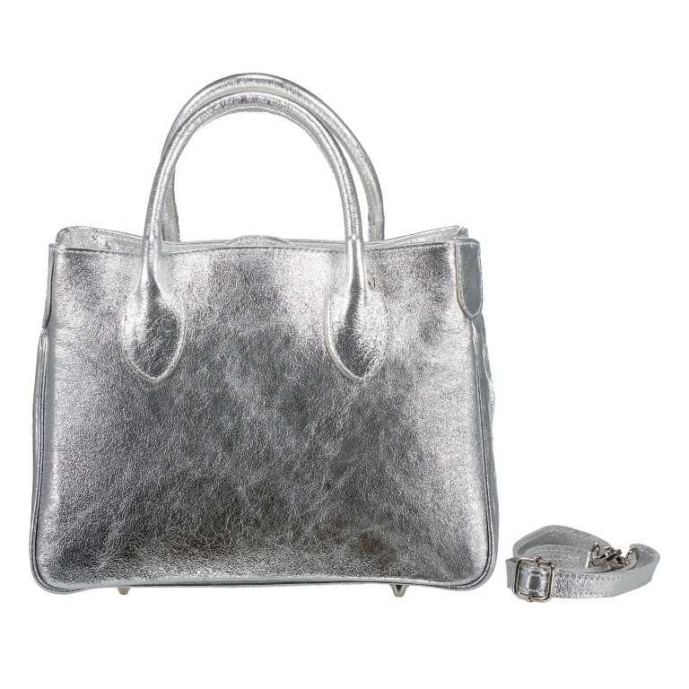 Handtasche Silber, Farbe: metallic, Marke: Hausfelder Manufaktur, EAN: 4065646021327, Abmessungen in cm: 30x23.5x12, Bild 1 von 7