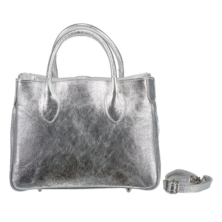 Handtasche Metallic Silber, Farbe: metallic, Marke: Hausfelder Manufaktur, EAN: 4065646021327, Abmessungen in cm: 30x23.5x12, Bild 1 von 7