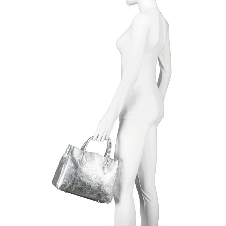 Handtasche Silber, Farbe: metallic, Marke: Hausfelder Manufaktur, EAN: 4065646021327, Abmessungen in cm: 30x23.5x12, Bild 4 von 7