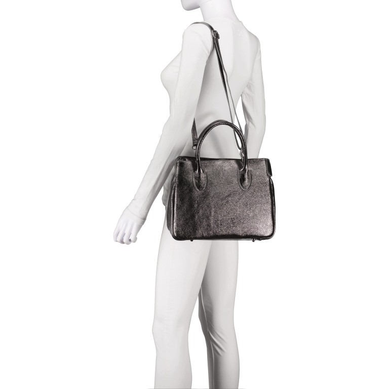 Handtasche Metallic Anthra, Farbe: anthrazit, Marke: Hausfelder Manufaktur, EAN: 4065646021341, Abmessungen in cm: 30x23.5x12, Bild 5 von 7