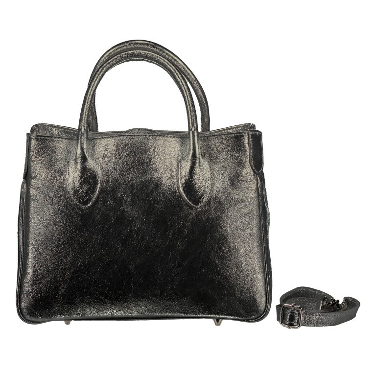 Handtasche Metallic Anthra, Farbe: anthrazit, Marke: Hausfelder Manufaktur, EAN: 4065646021341, Abmessungen in cm: 30x23.5x12, Bild 1 von 7