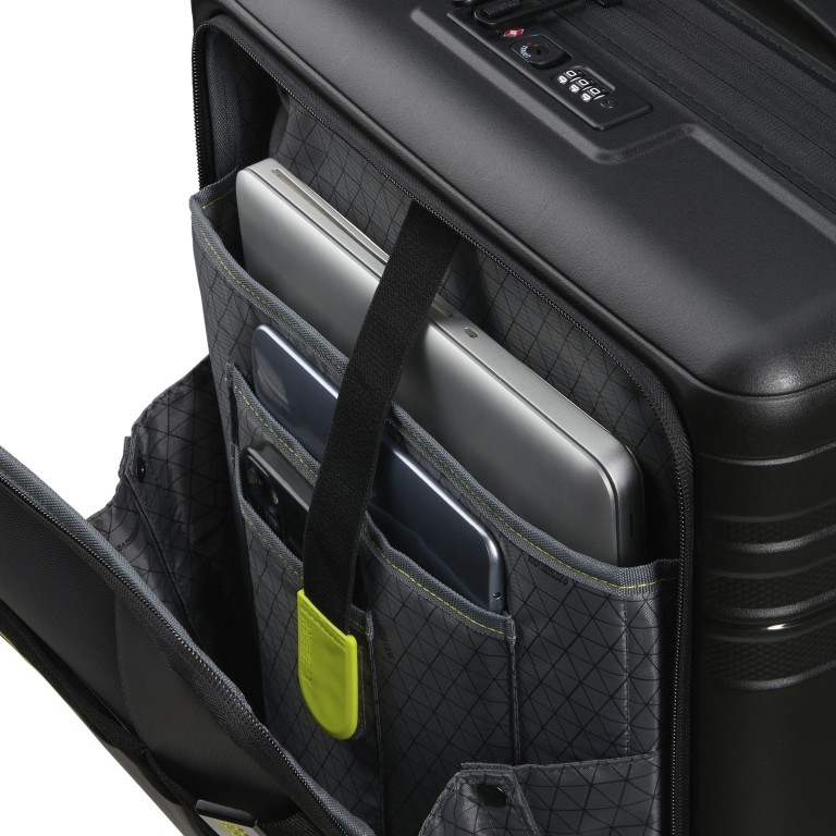Handgepäck-Trolley Hello Cabin Spinner 55 Expandable Coated Black Lime, Farbe: schwarz, Marke: American Tourister, EAN: 5400520295569, Abmessungen in cm: 40x55x24.5, Bild 9 von 14
