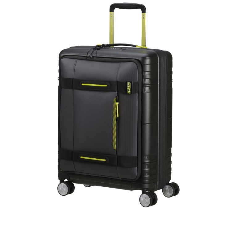 Handgepäck-Trolley Hello Cabin Spinner 55 Expandable Coated Black Lime, Farbe: schwarz, Marke: American Tourister, EAN: 5400520295569, Abmessungen in cm: 40x55x24.5, Bild 2 von 14
