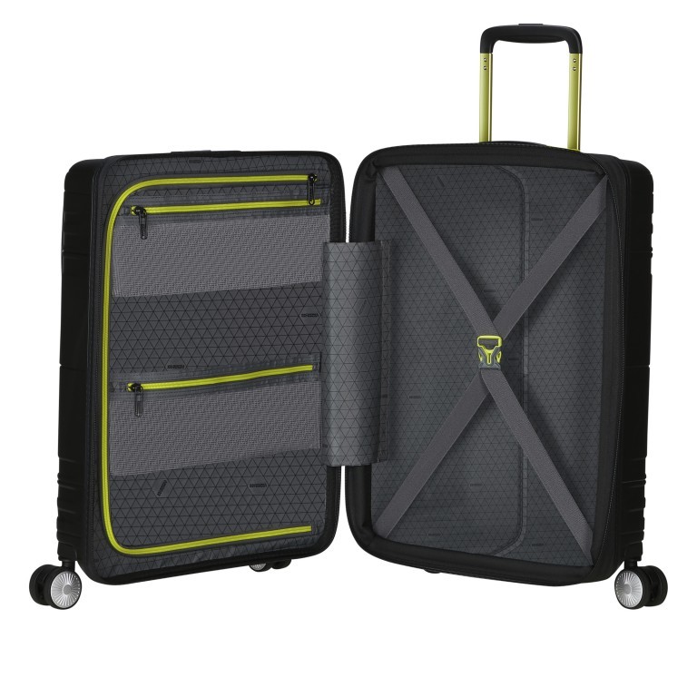 Handgepäck-Trolley Hello Cabin Spinner 55 Expandable Coated Black Lime, Farbe: schwarz, Marke: American Tourister, EAN: 5400520295569, Abmessungen in cm: 40x55x24.5, Bild 8 von 14