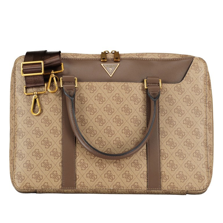 Aktentasche Vezzola Smart 4g-logo Beige Brown, Farbe: cognac, Marke: Guess, EAN: 7621701507365, Abmessungen in cm: 38x27x4, Bild 1 von 7
