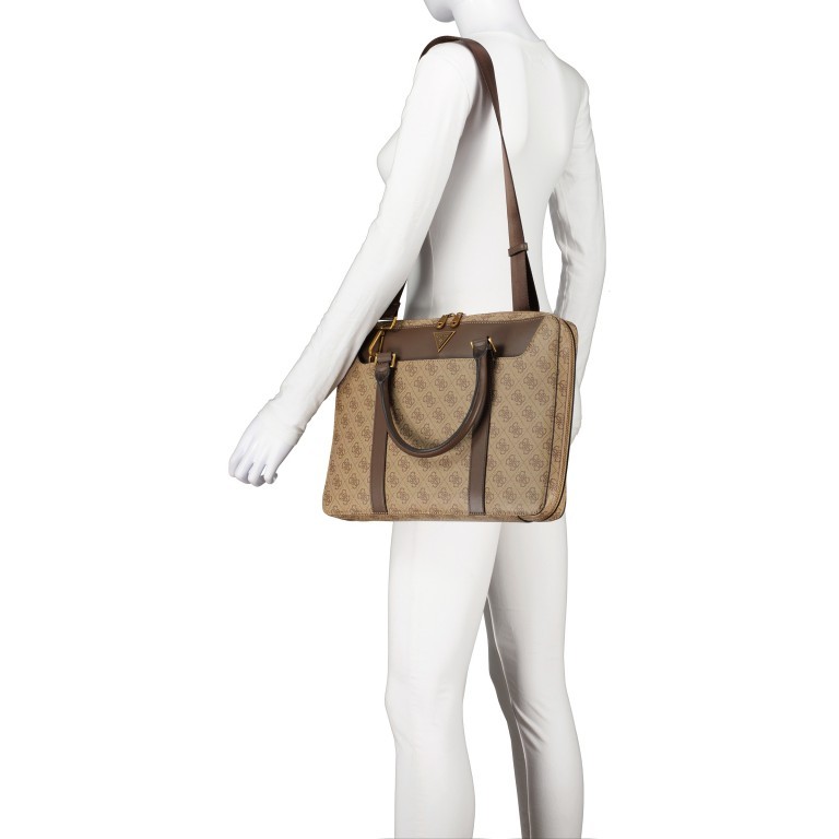 Aktentasche Vezzola Smart 4g-logo Beige Brown, Farbe: cognac, Marke: Guess, EAN: 7621701507365, Abmessungen in cm: 38x27x4, Bild 5 von 7