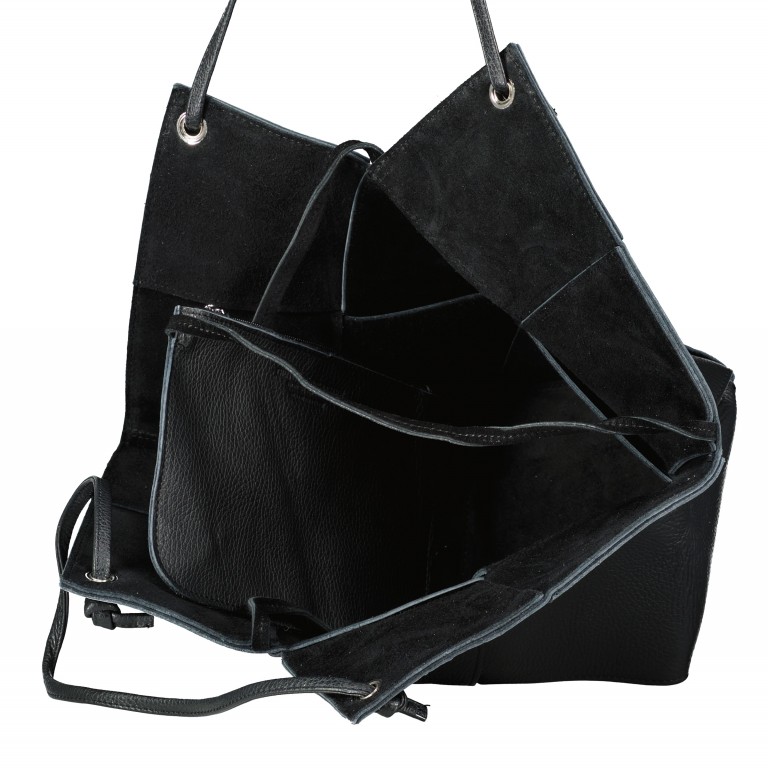 Tasche mit Wendefunktion Schwarz, Farbe: schwarz, Marke: Hausfelder Manufaktur, EAN: 4065646021396, Abmessungen in cm: 49x34x17, Bild 7 von 7