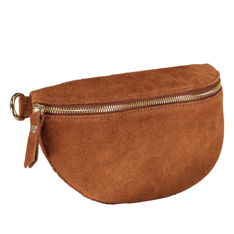 Gürteltasche / Umhängetasche Velours Cognac, Farbe: cognac, Marke: Hausfelder Manufaktur, EAN: 4065646021471, Abmessungen in cm: 23x14x7, Bild 2 von 6