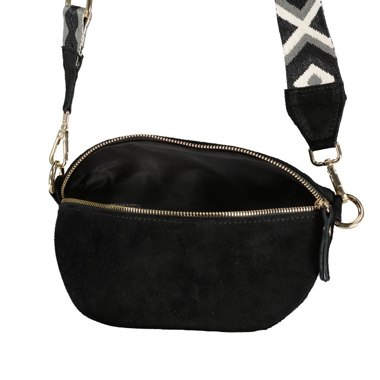 Gürteltasche / Umhängetasche Velours Schwarz, Farbe: schwarz, Marke: Hausfelder Manufaktur, EAN: 4065646021488, Abmessungen in cm: 23x14x7, Bild 6 von 6