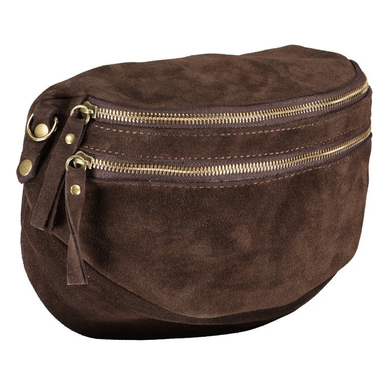 Gürteltasche / Umhängetasche Velours Dunkelbraun, Farbe: braun, Marke: Hausfelder Manufaktur, EAN: 4065646021501, Abmessungen in cm: 22.5x16x13, Bild 2 von 6