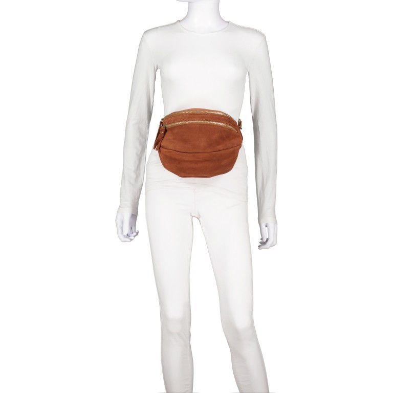 Gürteltasche / Umhängetasche Velours Cognac, Farbe: cognac, Marke: Hausfelder Manufaktur, EAN: 4065646021518, Abmessungen in cm: 22.5x16x13, Bild 4 von 6