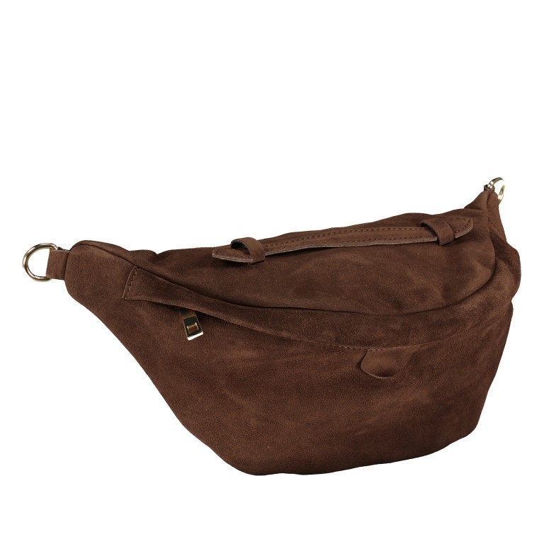 Gürteltasche / Umhängetasche Velours Dunkelbraun, Farbe: braun, Marke: Hausfelder Manufaktur, EAN: 4065646021532, Abmessungen in cm: 37x17x12, Bild 2 von 7