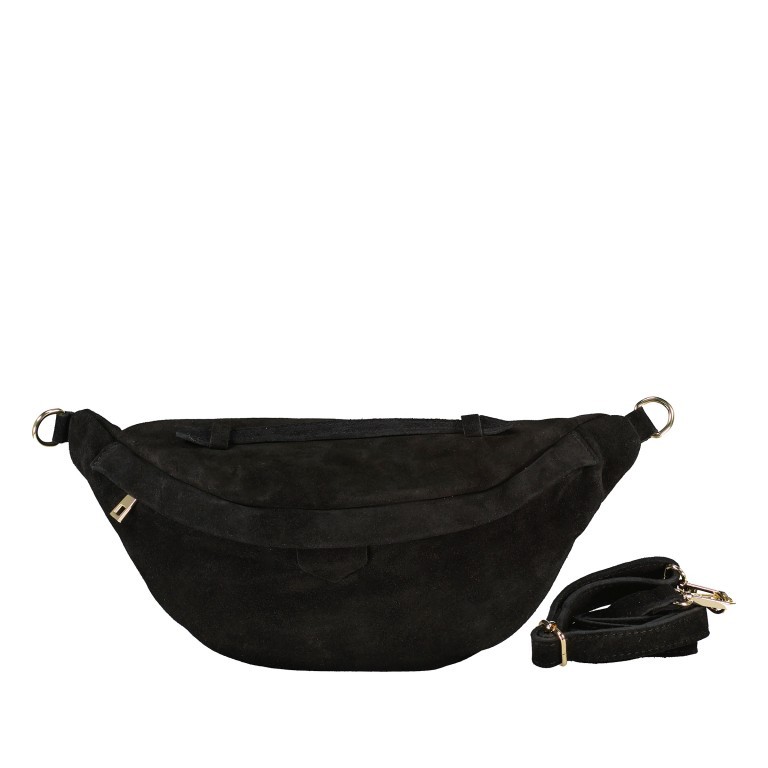 Gürteltasche / Umhängetasche Velours Schwarz, Farbe: schwarz, Marke: Hausfelder Manufaktur, EAN: 4065646021556, Abmessungen in cm: 37x17x12, Bild 1 von 7