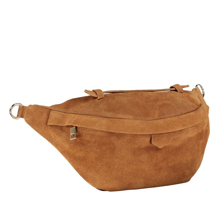 Gürteltasche / Umhängetasche Velours Hellbraun, Farbe: braun, Marke: Hausfelder Manufaktur, EAN: 4065646021570, Abmessungen in cm: 37x17x12, Bild 2 von 7