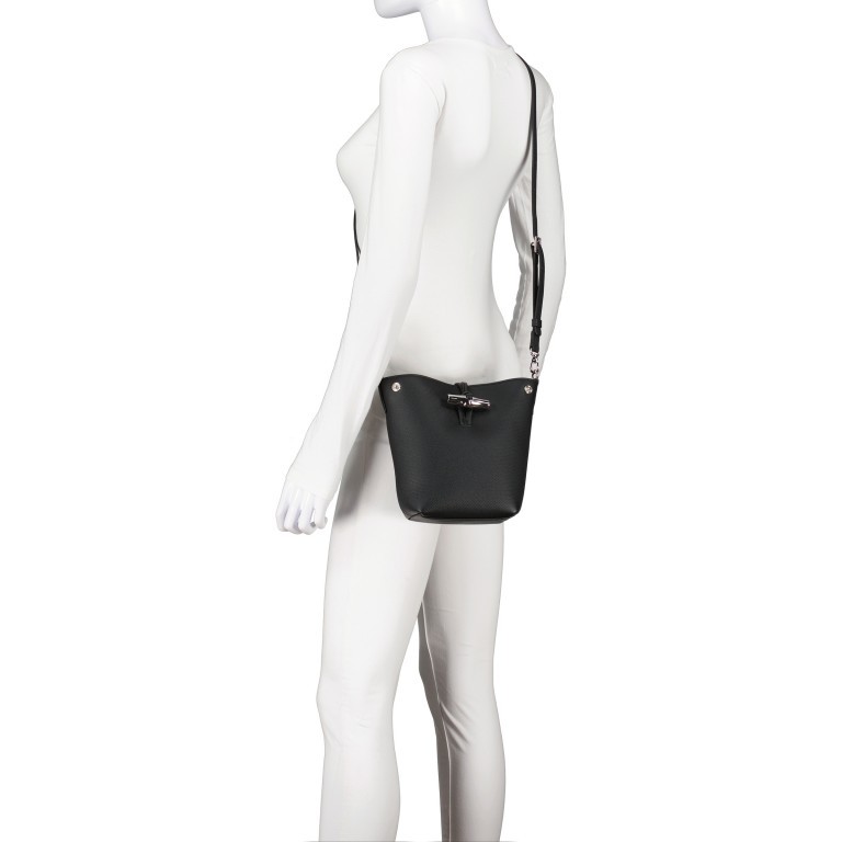 Umhängetasche Roseau Bucket Bag XS variabel in der Form Schwarz, Farbe: schwarz, Marke: Longchamp, EAN: 3597922722419, Abmessungen in cm: 13x20x10, Bild 7 von 9
