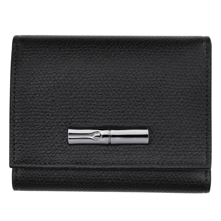 Geldbörse Roseau HFP-30021 Noir, Farbe: schwarz, Marke: Longchamp, EAN: 3597922721450, Abmessungen in cm: 12x9.5x2, Bild 1 von 3