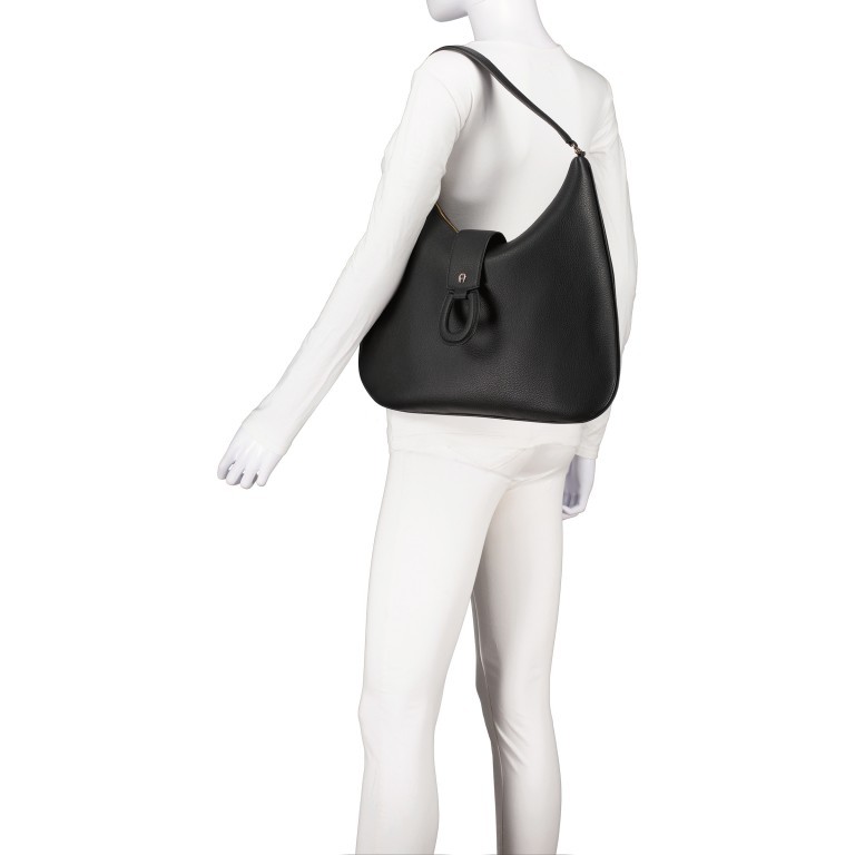 Beuteltasche Selena M Black, Farbe: schwarz, Marke: AIGNER, EAN: 4055539547690, Abmessungen in cm: 31x35x3, Bild 3 von 4