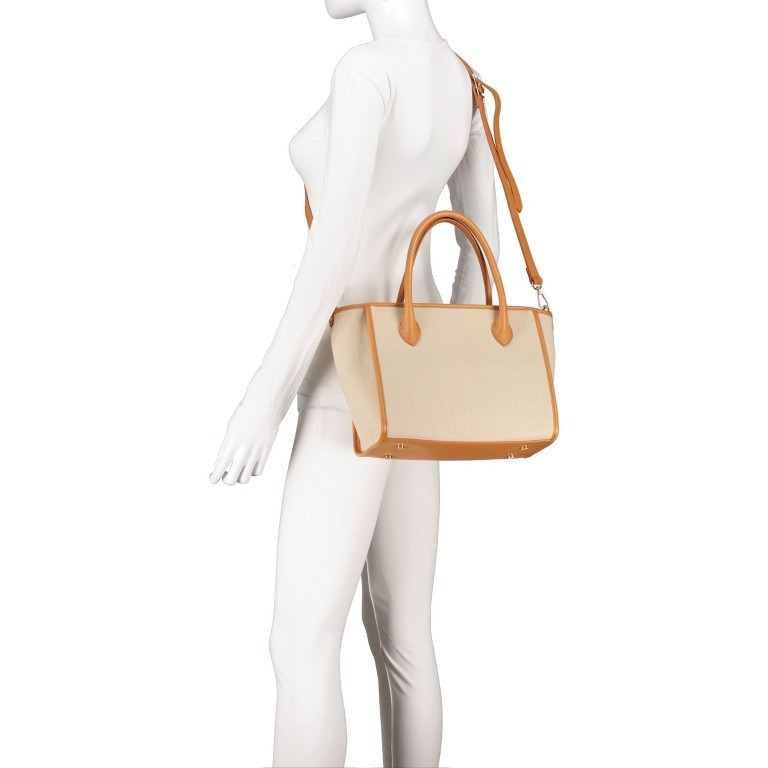 Handtasche Beige, Farbe: beige, Marke: Hausfelder Manufaktur, Abmessungen in cm: 28x22x14, Bild 6 von 7
