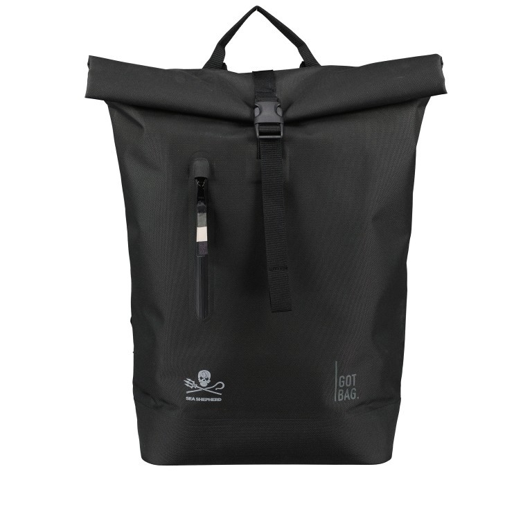 Rucksack Rolltop Lite 2.0 Sea Shepherd mit herausnehmbarer 15-Zoll-Laptophülle Black, Farbe: schwarz, Marke: Got Bag, EAN: 4262457051264, Abmessungen in cm: 32x42x15, Bild 1 von 5