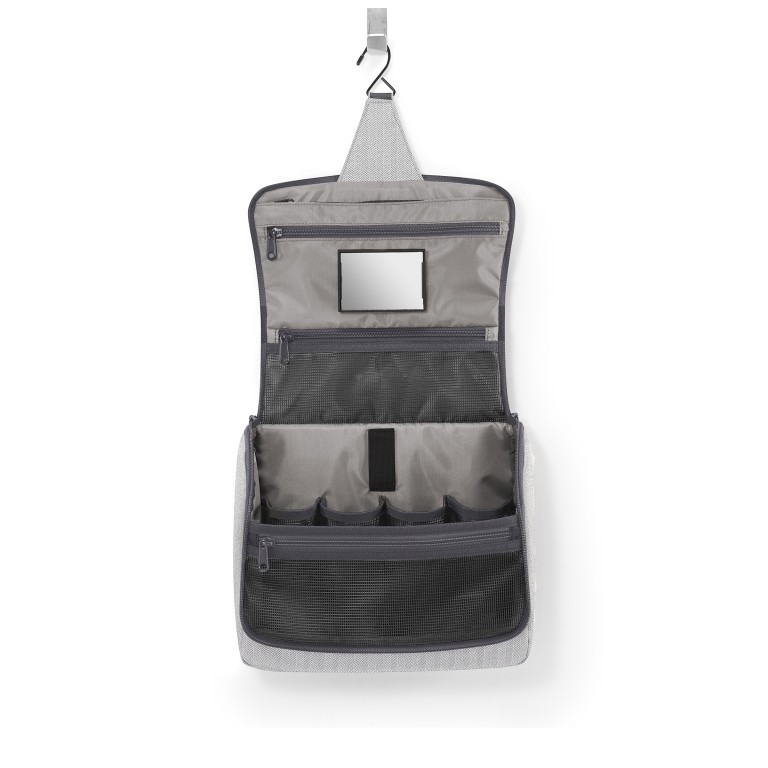 Kulturbeutel Toiletbag XL zum Aufhängen Herringbone Grey, Farbe: grau, Marke: Reisenthel, EAN: 4012013739248, Abmessungen in cm: 28x25x10, Bild 2 von 3