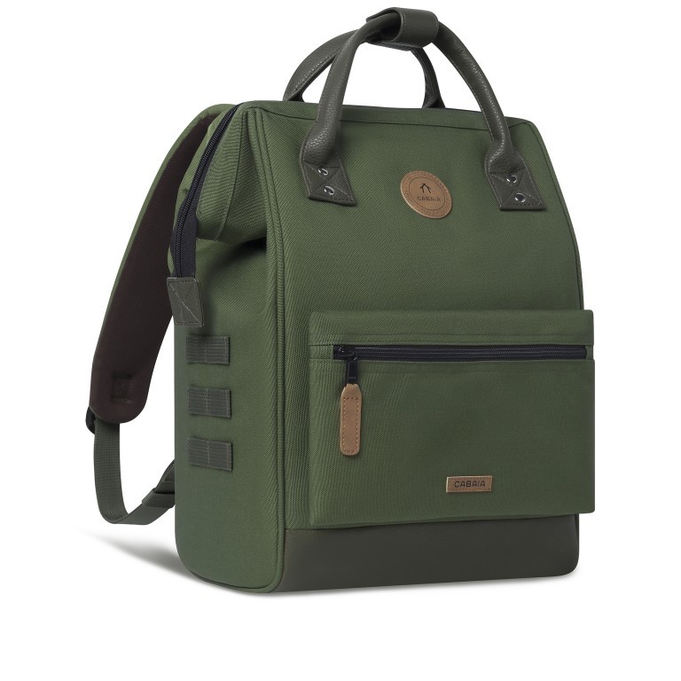 Rucksack Adventurer Medium Seoul mit zwei auswechselbaren Vortaschen Grün, Farbe: grün/oliv, Marke: Cabaia, EAN: 3701328303527, Abmessungen in cm: 27x41x16, Bild 4 von 10