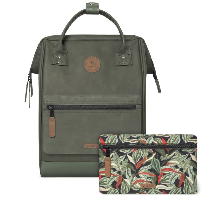 Rucksack Adventurer Medium Busan mit zwei auswechselbaren Vortaschen Dunkelgrün, Farbe: grün/oliv, Marke: Cabaia, EAN: 3701328303329, Abmessungen in cm: 27x41x16, Bild 1 von 10