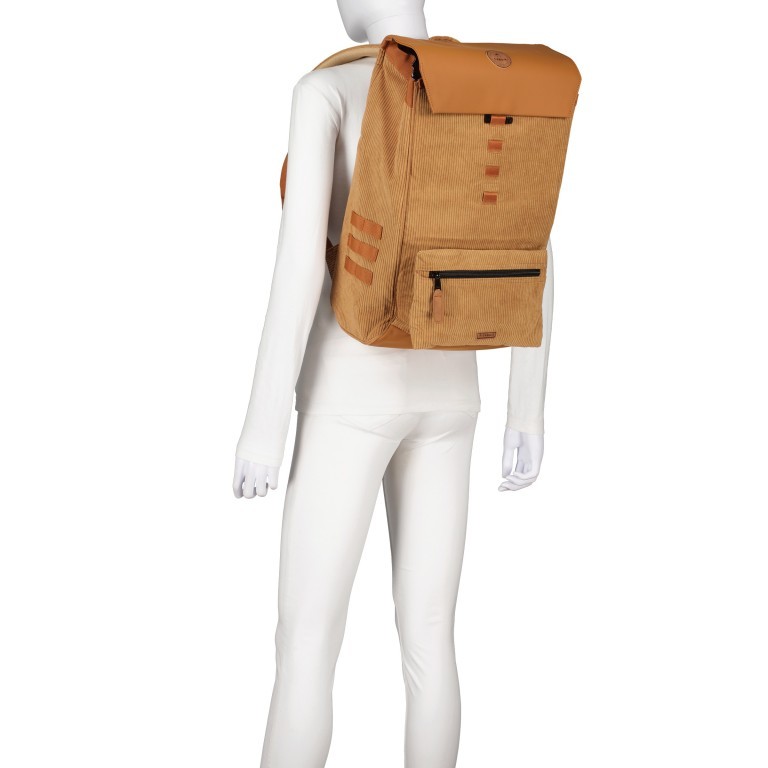 Rucksack City Medium Leeds mit zwei auswechselbaren Vortaschen Camel, Farbe: cognac, Marke: Cabaia, EAN: 3701328377177, Abmessungen in cm: 27x43x16, Bild 6 von 8