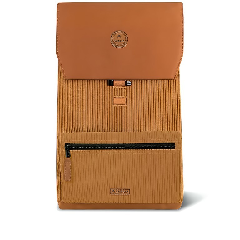 Rucksack City Medium Leeds mit zwei auswechselbaren Vortaschen Camel, Farbe: cognac, Marke: Cabaia, EAN: 3701328377177, Abmessungen in cm: 27x43x16, Bild 3 von 8