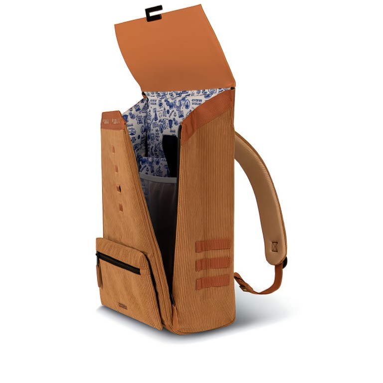 Rucksack City Medium Leeds mit zwei auswechselbaren Vortaschen Camel, Farbe: cognac, Marke: Cabaia, EAN: 3701328377177, Abmessungen in cm: 27x43x16, Bild 8 von 8