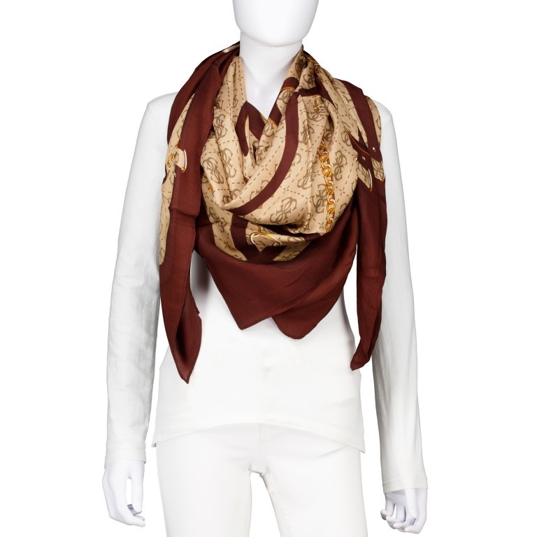 Tuch 4G-Logo Brown Multi, Farbe: braun, Marke: Guess, EAN: 7626741514137, Abmessungen in cm: 130x130x0.1, Bild 1 von 1