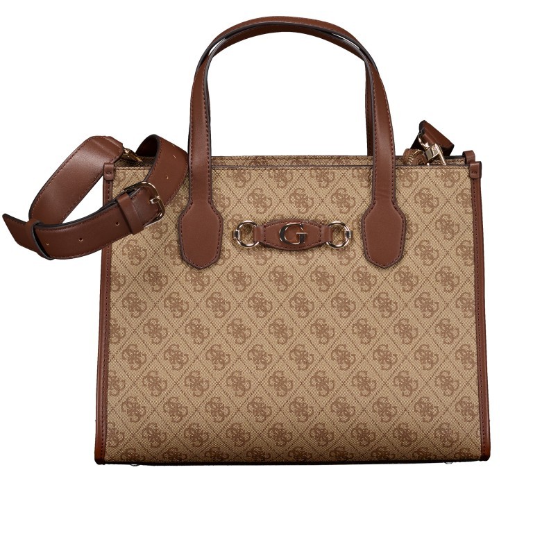 Handtasche Izzy Latte Logo Brown, Farbe: cognac, Marke: Guess, EAN: 0190231910275, Abmessungen in cm: 33.5x26.5x13, Bild 1 von 7