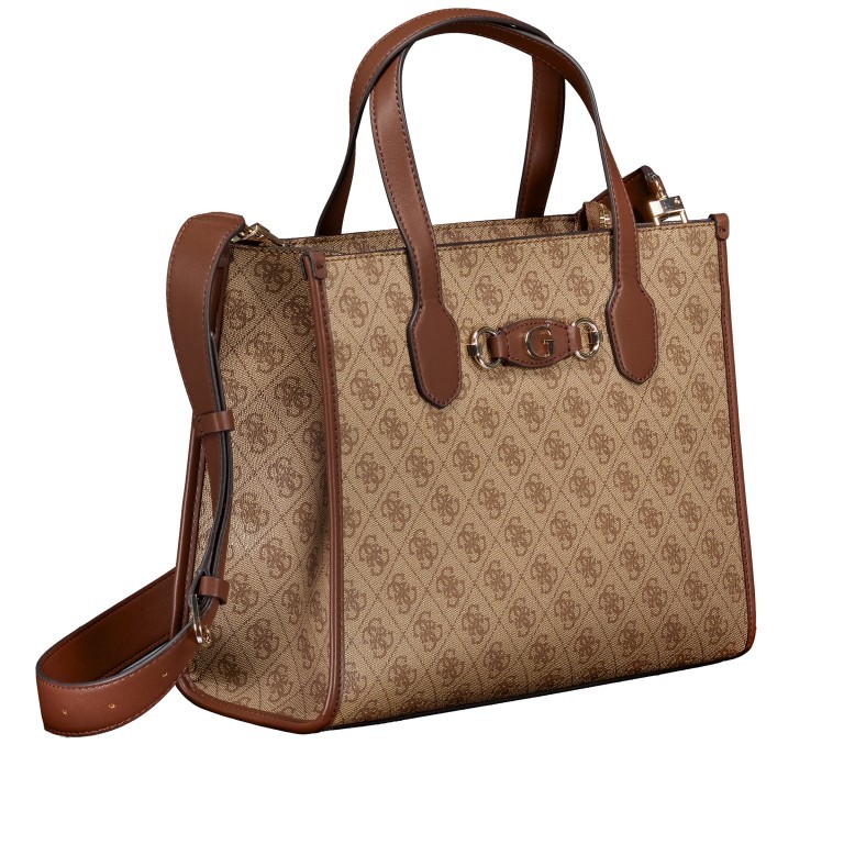 Handtasche Izzy Latte Logo Brown, Farbe: cognac, Marke: Guess, EAN: 0190231910275, Abmessungen in cm: 33.5x26.5x13, Bild 2 von 7
