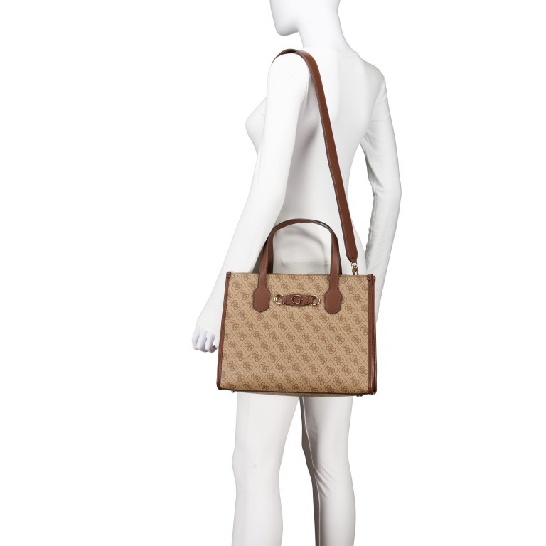 Handtasche Izzy Latte Logo Brown, Farbe: cognac, Marke: Guess, EAN: 0190231910275, Abmessungen in cm: 33.5x26.5x13, Bild 5 von 7