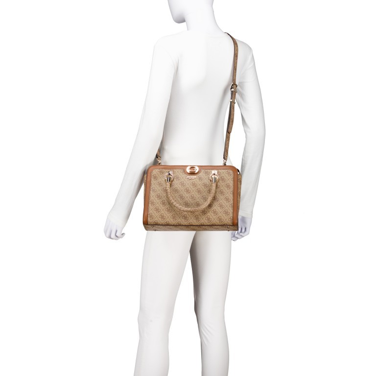 Handtasche Orlina Satchel Latte Logo Brown, Farbe: cognac, Marke: Guess, EAN: 0190231912712, Abmessungen in cm: 29.2x21x10, Bild 6 von 7