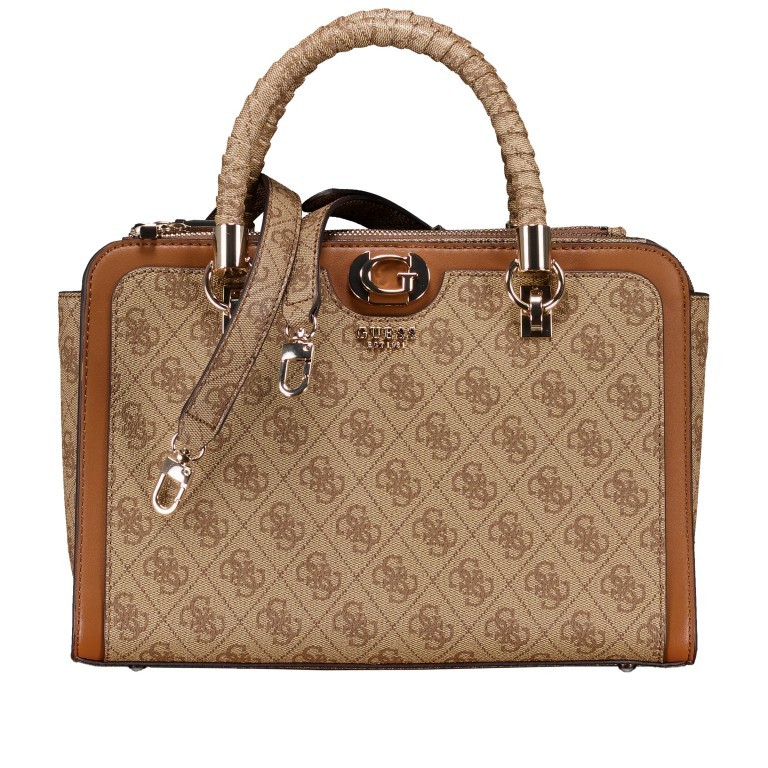 Handtasche Orlina Satchel Latte Logo Brown, Farbe: cognac, Marke: Guess, EAN: 0190231912712, Abmessungen in cm: 29.2x21x10, Bild 1 von 7