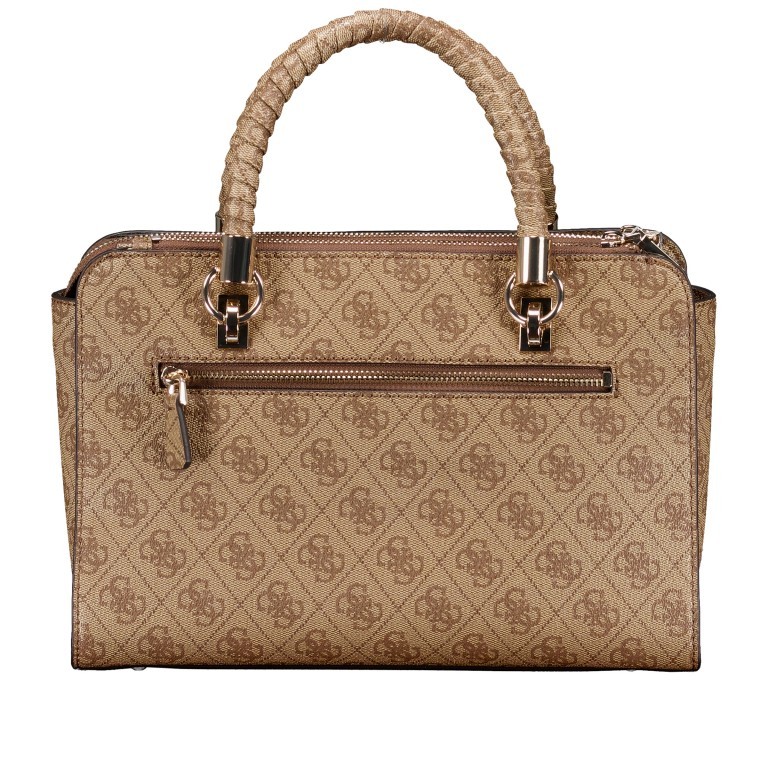 Handtasche Orlina Satchel Latte Logo Brown, Farbe: cognac, Marke: Guess, EAN: 0190231912712, Abmessungen in cm: 29.2x21x10, Bild 3 von 7