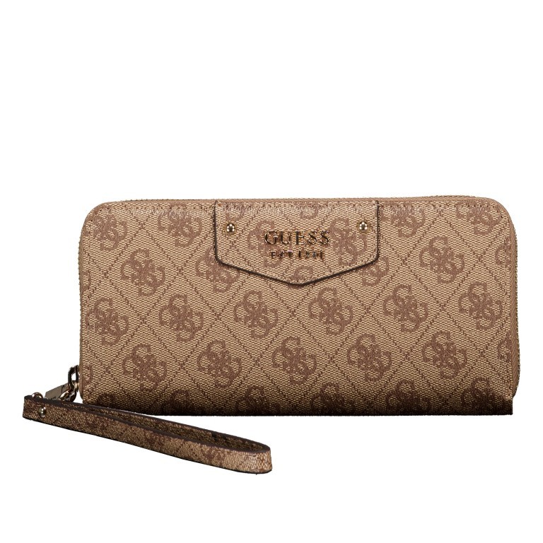 Geldbörse Eco Brenton 4G-Logo mit Griffschlaufe Latte, Farbe: cognac, Marke: Guess, EAN: 0190231910541, Abmessungen in cm: 20.5x10x2.5, Bild 1 von 5