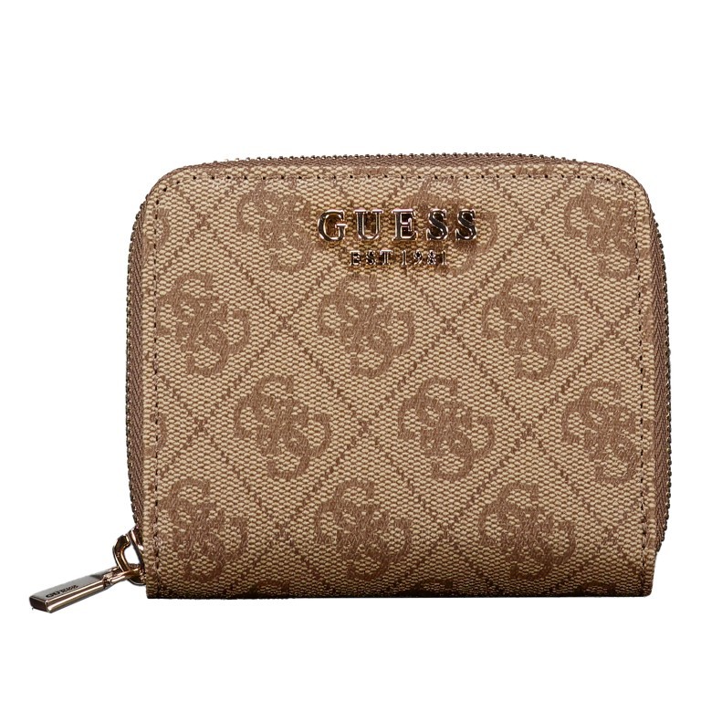 Geldbörse Laurel 4G-Logo Latte, Farbe: cognac, Marke: Guess, EAN: 0190231881681, Abmessungen in cm: 11x9.5x2, Bild 1 von 4
