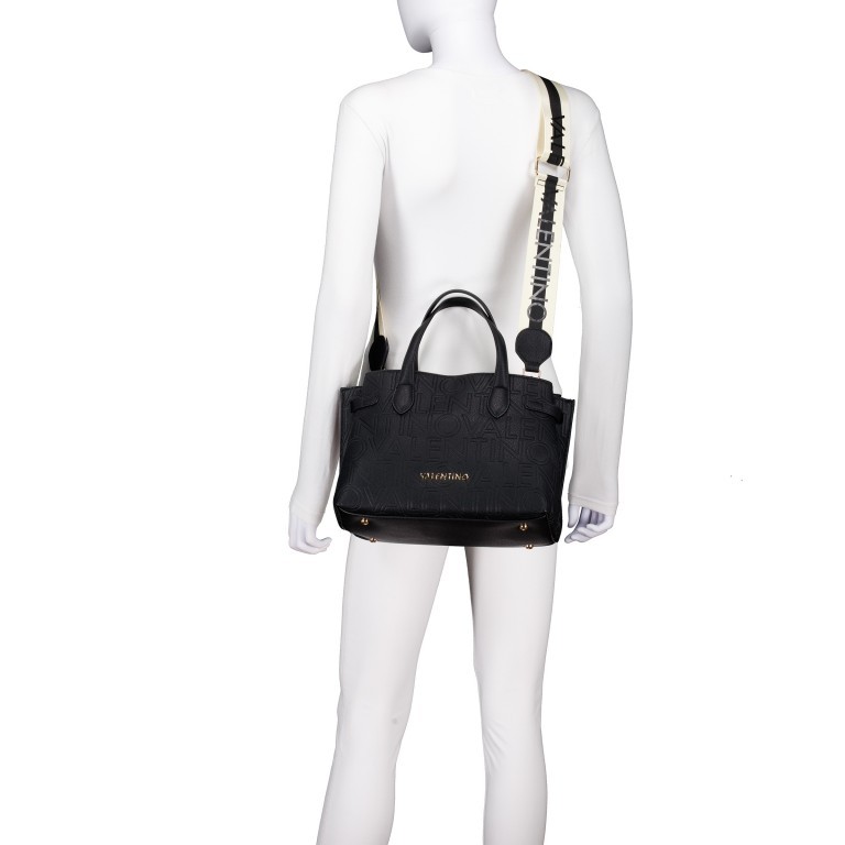 Handtasche Pansy mit zwei Schulterriemen Nero, Farbe: schwarz, Marke: Valentino Bags, EAN: 8054942607430, Abmessungen in cm: 29.5x21.5x14.5, Bild 8 von 9