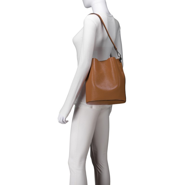 Beuteltasche Hellbraun, Farbe: braun, Marke: Hausfelder Manufaktur, EAN: 4065646021891, Abmessungen in cm: 23.5x27x16, Bild 4 von 7