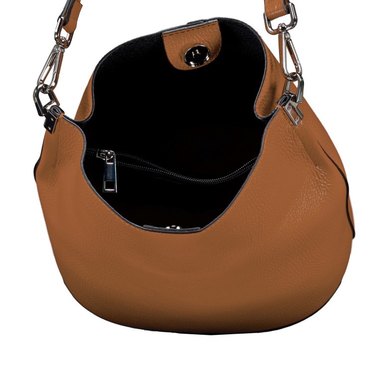 Beuteltasche Hellbraun, Farbe: braun, Marke: Hausfelder Manufaktur, EAN: 4065646021891, Abmessungen in cm: 23.5x27x16, Bild 7 von 7