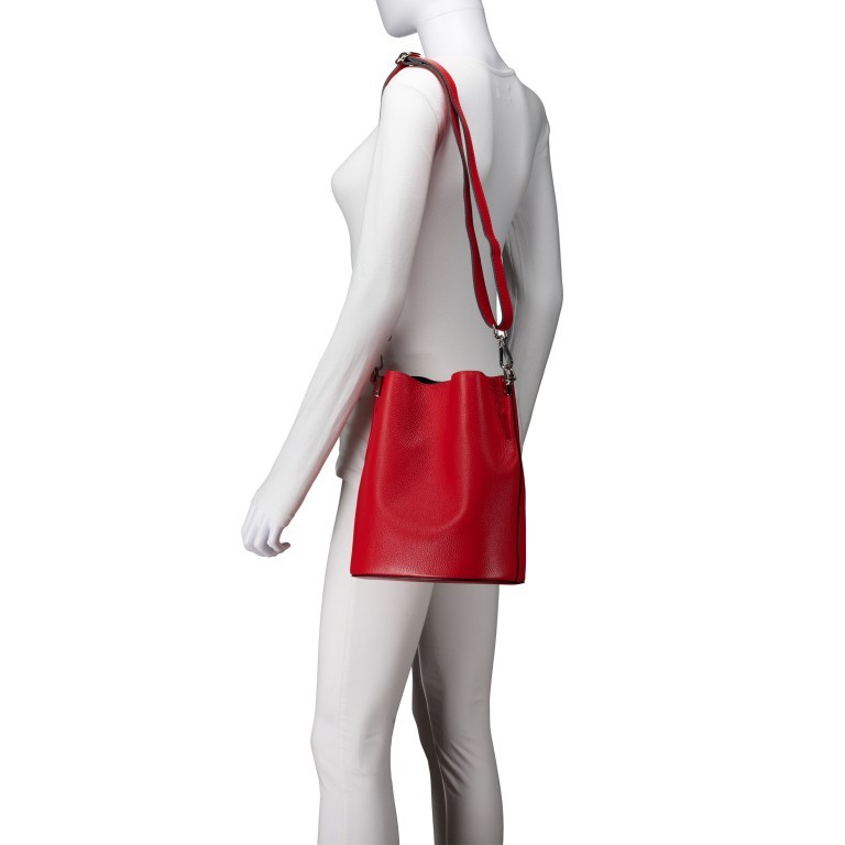 Beuteltasche Rot, Farbe: rot/weinrot, Marke: Hausfelder Manufaktur, EAN: 4065646021914, Abmessungen in cm: 23.5x27x16, Bild 5 von 7