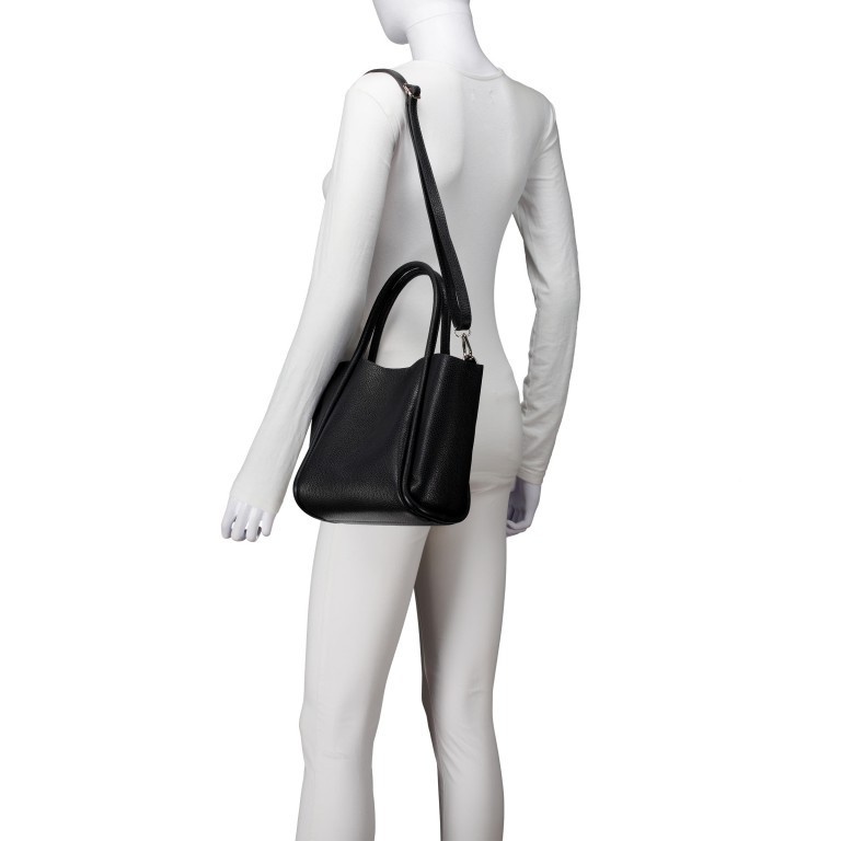 Handtasche mit herausnehmbarem Futteral Schwarz, Farbe: schwarz, Marke: Hausfelder Manufaktur, EAN: 4065646021921, Abmessungen in cm: 22x22x14, Bild 5 von 7