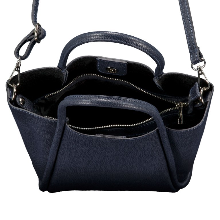 Handtasche mit herausnehmbarem Futteral Dunkelblau, Farbe: blau/petrol, Marke: Hausfelder Manufaktur, EAN: 4065646021938, Abmessungen in cm: 22x22x14, Bild 7 von 7