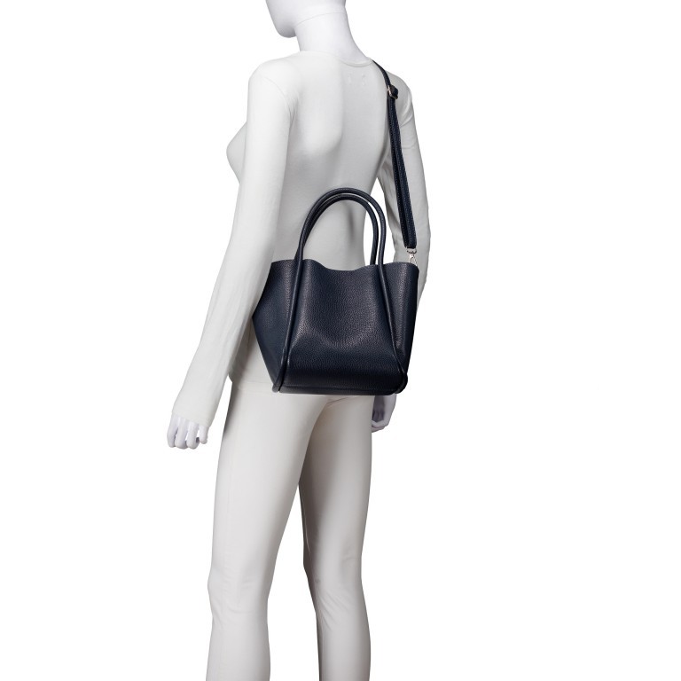 Handtasche mit herausnehmbarem Futteral Dunkelblau, Farbe: blau/petrol, Marke: Hausfelder Manufaktur, EAN: 4065646021938, Abmessungen in cm: 22x22x14, Bild 6 von 7