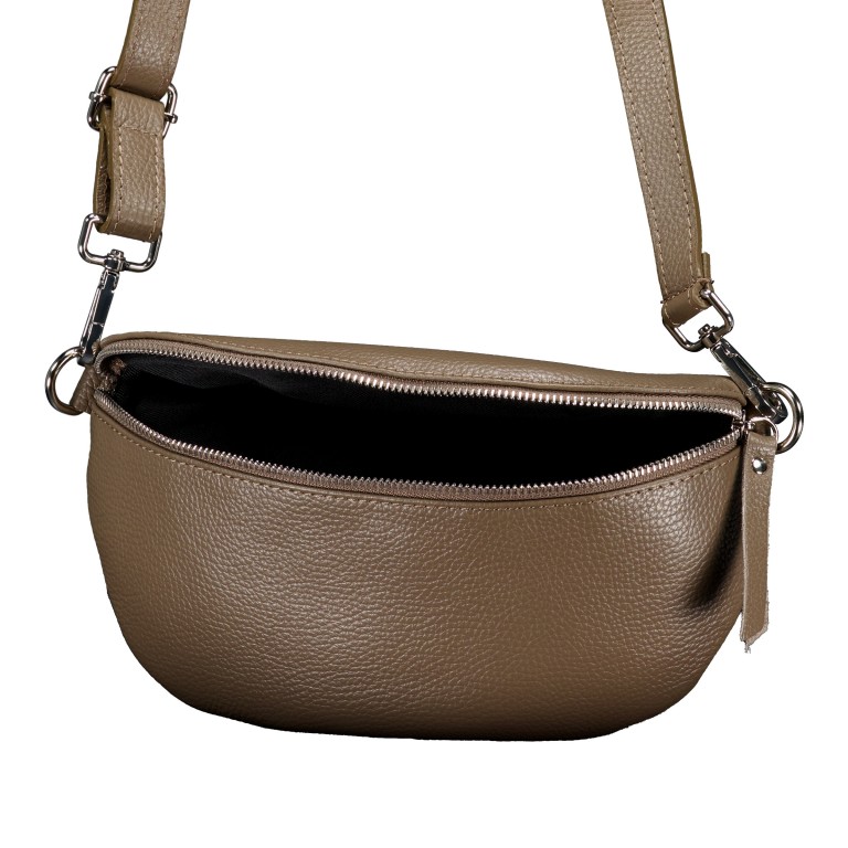 Gürteltasche mit Silberfittings Taupe, Farbe: taupe/khaki, Marke: Hausfelder Manufaktur, EAN: 4065646022003, Abmessungen in cm: 25x14x8, Bild 6 von 6