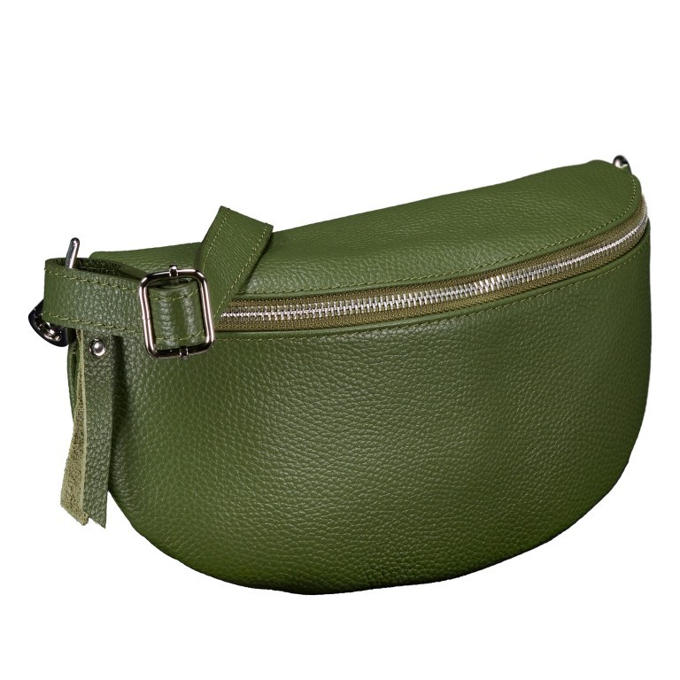 Gürteltasche mit Silberfittings Oliv, Farbe: grün/oliv, Marke: Hausfelder Manufaktur, EAN: 4065646022034, Abmessungen in cm: 25x14x8, Bild 2 von 6